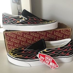 Flame Slip-On Vans (NWT)